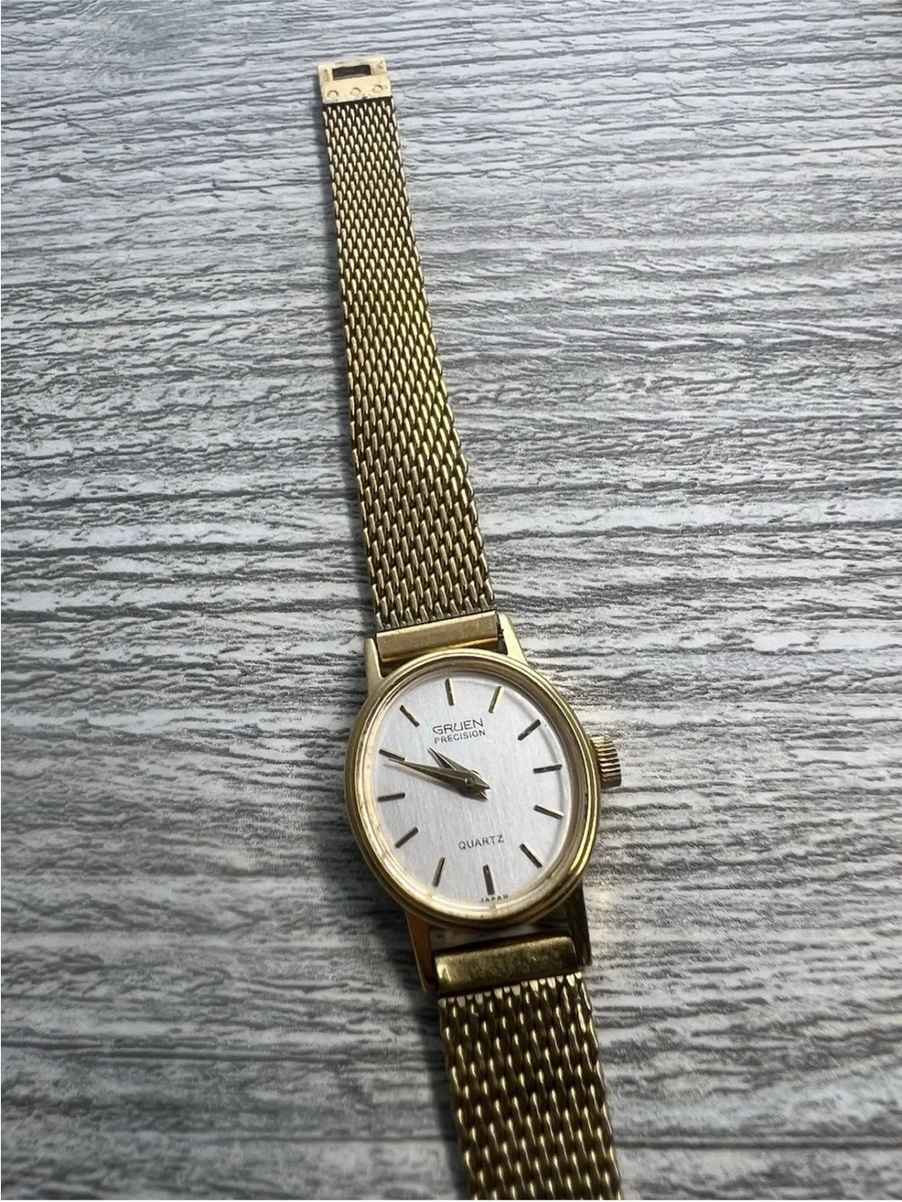 Gruen Precision Gold Tone Quartz Watch - White Dial